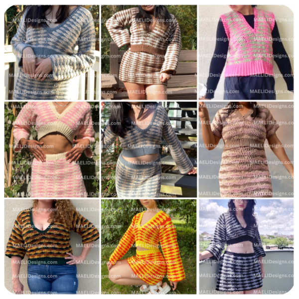 Groovy Waves Sweater Set 4-in-1 Sweater, Vest, Skirt, Dress - Digital Crochet Pattern - Size Inclusive - Image 3