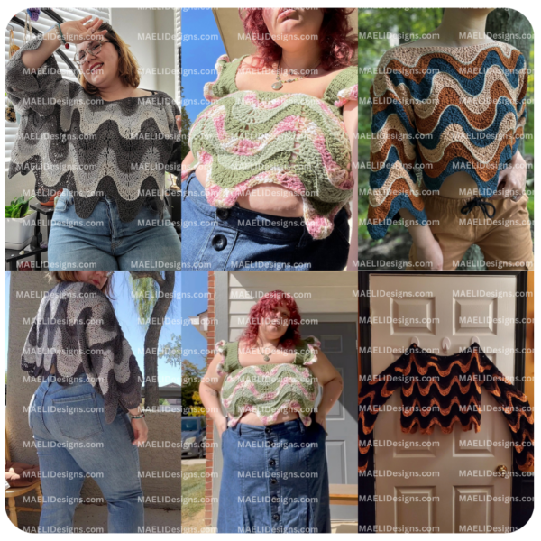 Meltdown Sweater/Shirt/Top/Tank Top- Wavy -PDF Crochet Pattern - Made to measure - Size Inclusive - Image 3