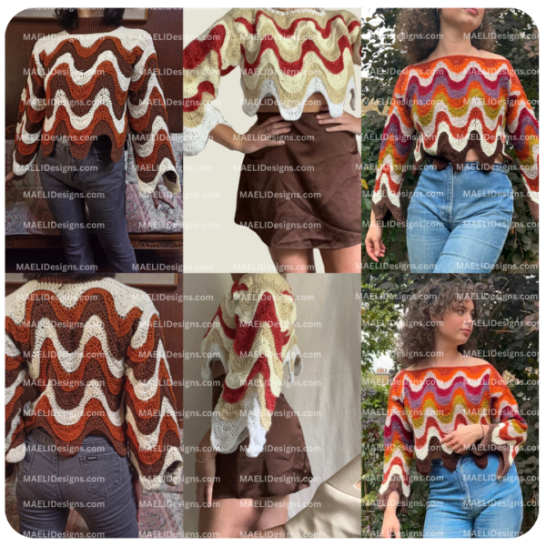 Meltdown Sweater/Shirt/Top/Tank Top- Wavy -PDF Crochet Pattern - Made to measure - Size Inclusive - Image 7