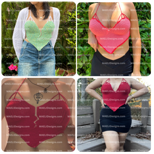 Heartbreaker Bandana Top - Valentine's Day - Broken Heart - Digital Crochet Pattern - Size Inclusive - Image 2