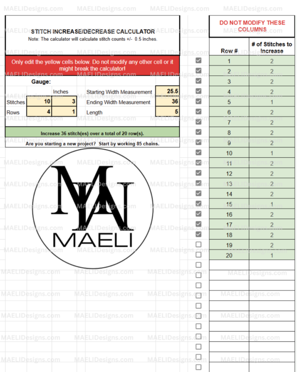 Stitch Calculator - Google Sheet File