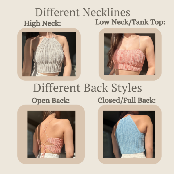 Entangled Tank Top Pattern | Open and Closed Back | Halter | Tank Top | Crop Top - Image 4