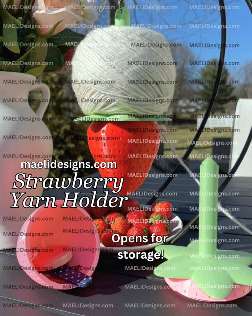 Strawberry Yarn Holder with Storage | Minder | Dispenser | Spinner | Portable