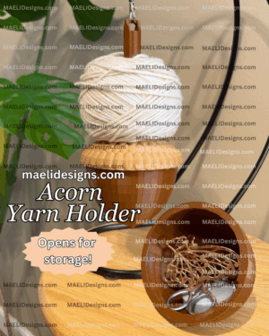 Acorn Yarn Holder with Storage | Minder | Dispenser | Spinner | Portable